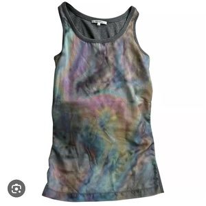 CARVEN $380 Silk Gorgeous Pastel Tie Dye Heather Gray Tank Top Size Small